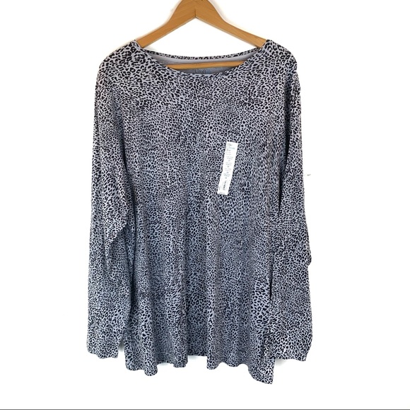 croft & barrow Tops - NWT Croft & Barrow Blue Leopard Print Long Sleeve